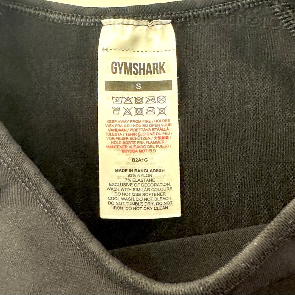 Gymshark Black Crop Top with Long Sleeves Sz Small - Picture 5 of 7